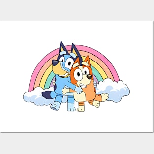 Bluey And Mom Rainbow Posters and Art